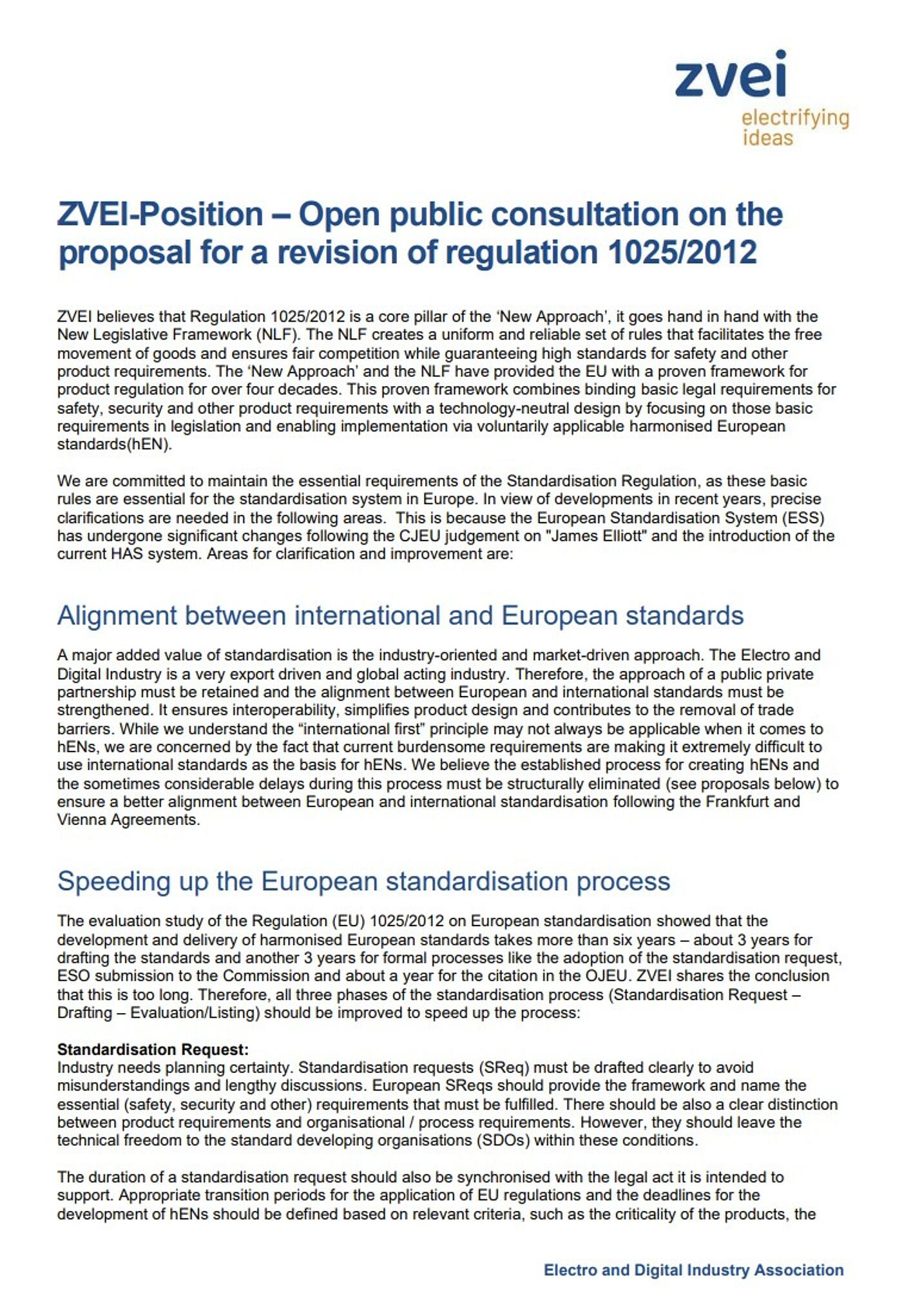 ZVEI-Position: Open public consultation on the proposal for a revision ...