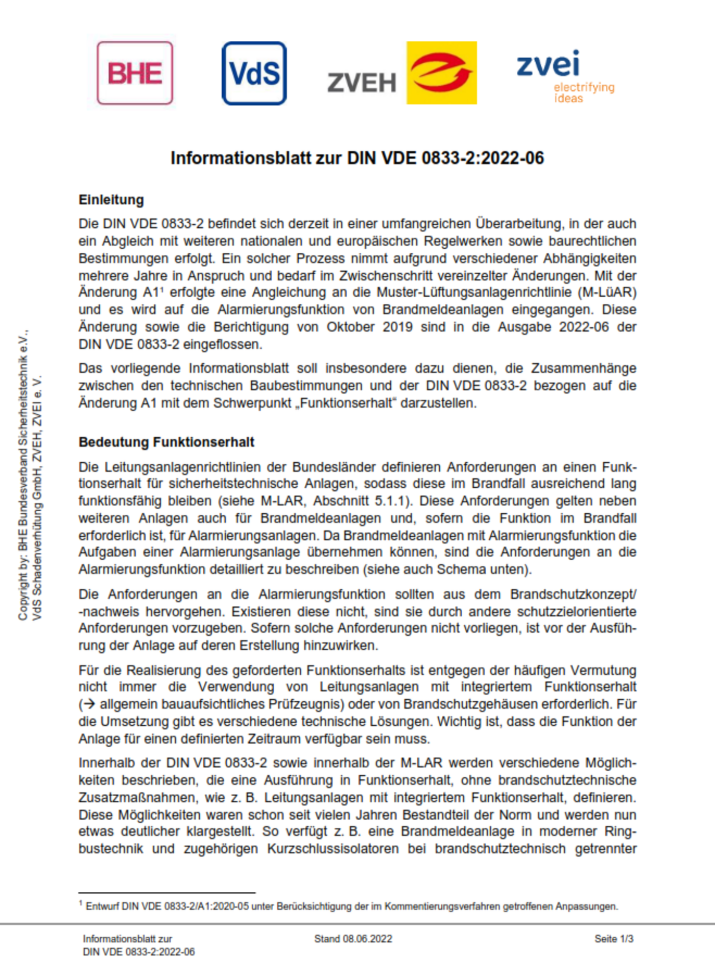 Informationsblatt zur DIN VDE 0833-2:2022-06
